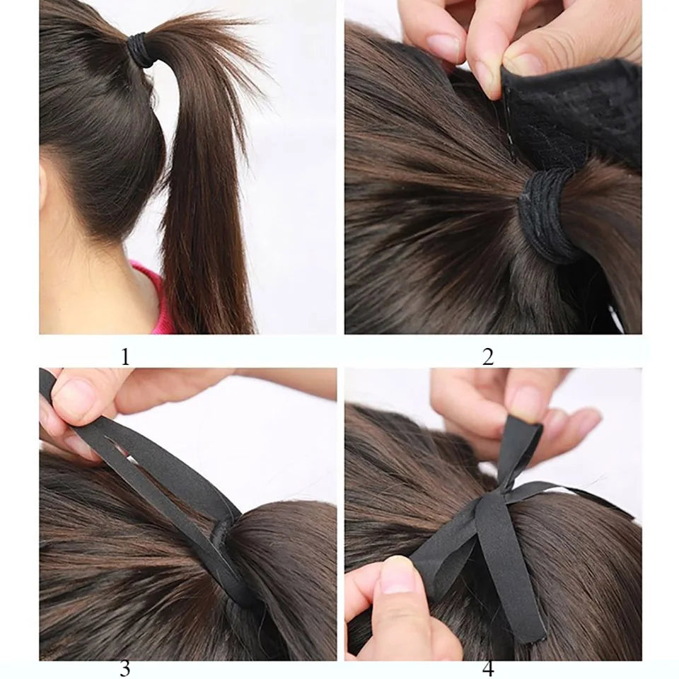 18"22"Kinky Straight Synthetic Ponytail Extensions Clip-in Pony Tail Natural Hair Extension Heat Resistant Hair Pieces