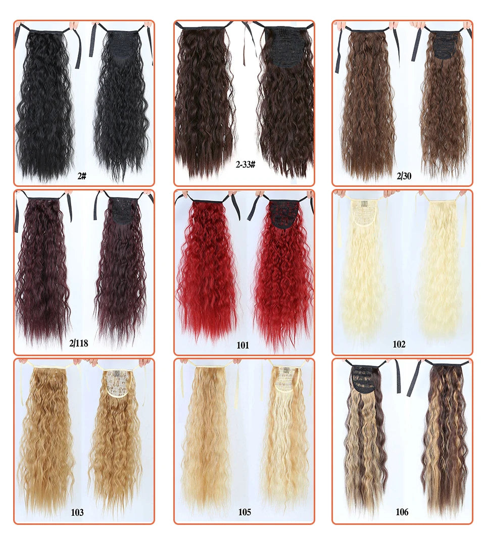 18"22"Kinky Straight Synthetic Ponytail Extensions Clip-in Pony Tail Natural Hair Extension Heat Resistant Hair Pieces