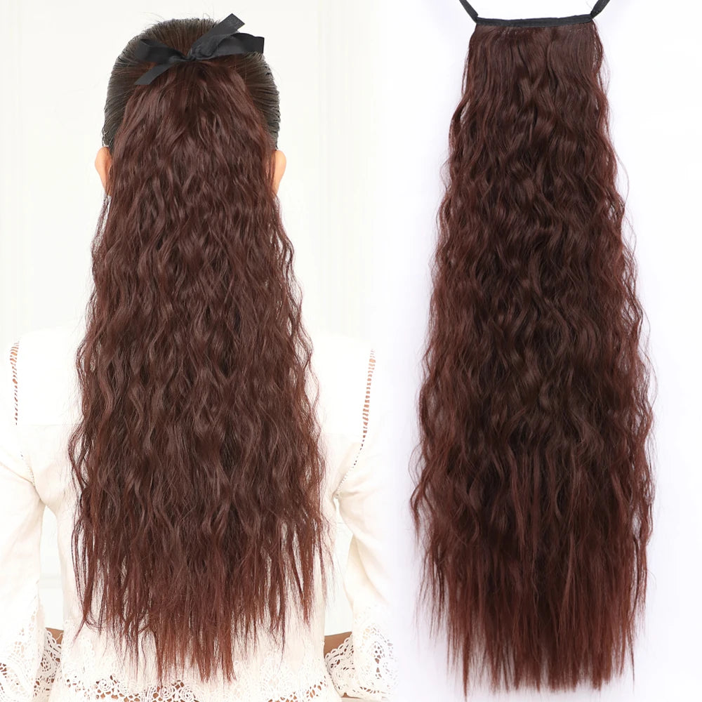 18"22"Kinky Straight Synthetic Ponytail Extensions Clip-in Pony Tail Natural Hair Extension Heat Resistant Hair Pieces