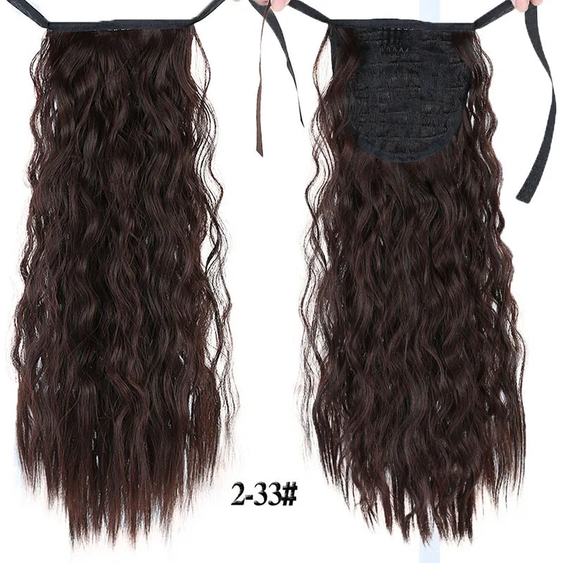 18"22"Kinky Straight Synthetic Ponytail Extensions Clip-in Pony Tail Natural Hair Extension Heat Resistant Hair Pieces