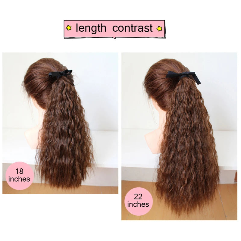 18"22"Kinky Straight Synthetic Ponytail Extensions Clip-in Pony Tail Natural Hair Extension Heat Resistant Hair Pieces