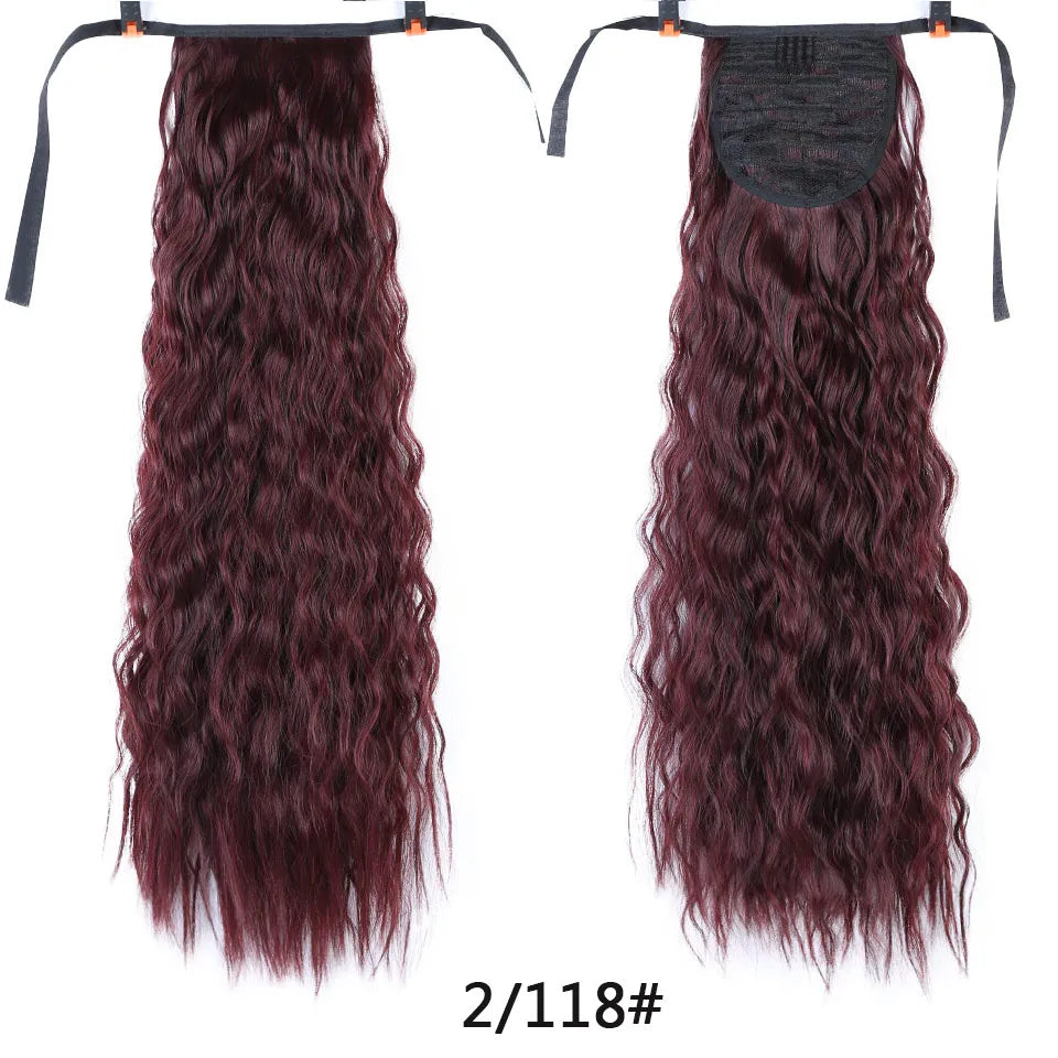 18"22"Kinky Straight Synthetic Ponytail Extensions Clip-in Pony Tail Natural Hair Extension Heat Resistant Hair Pieces