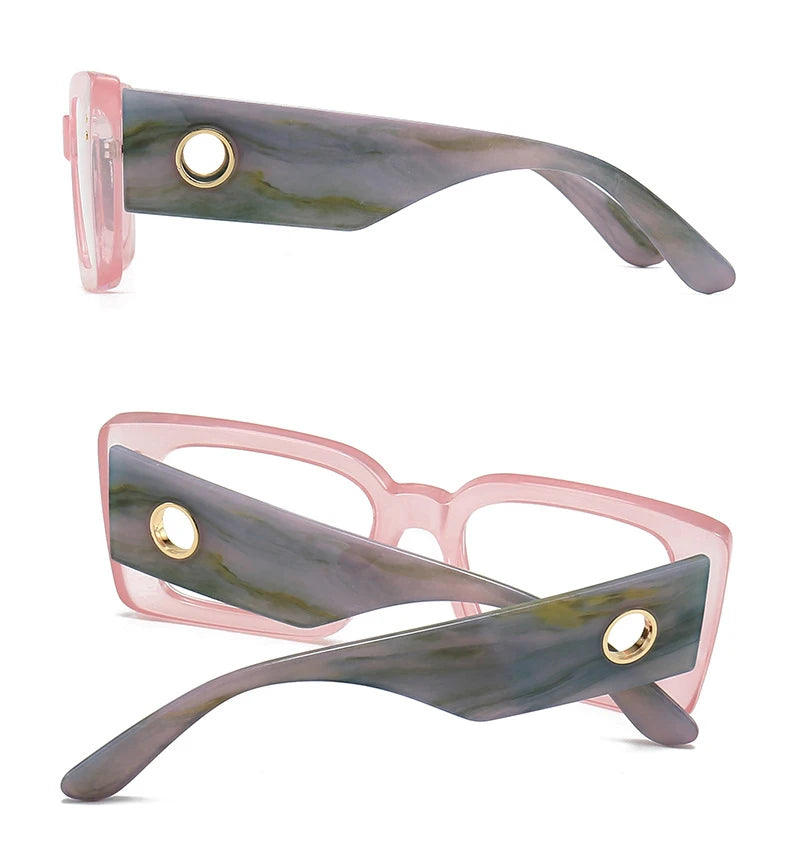 R56788 Luxury Hollow Out Legs Reading Glasses Dioptric +100 ~+300 Women Large Size Retro Square Colorful Presbyopic Eyewear