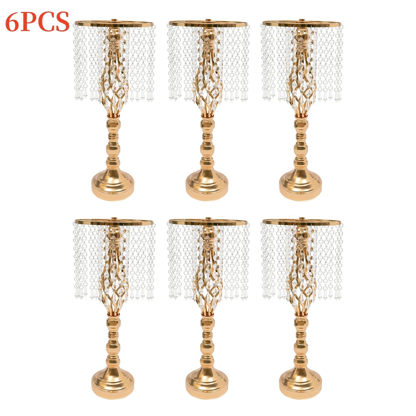 Crystal Flower Stand Wedding Flower Holders Centerpiece Crystal Metal Flower Vase for Reception Tables Wedding Supplies 6/10pcs