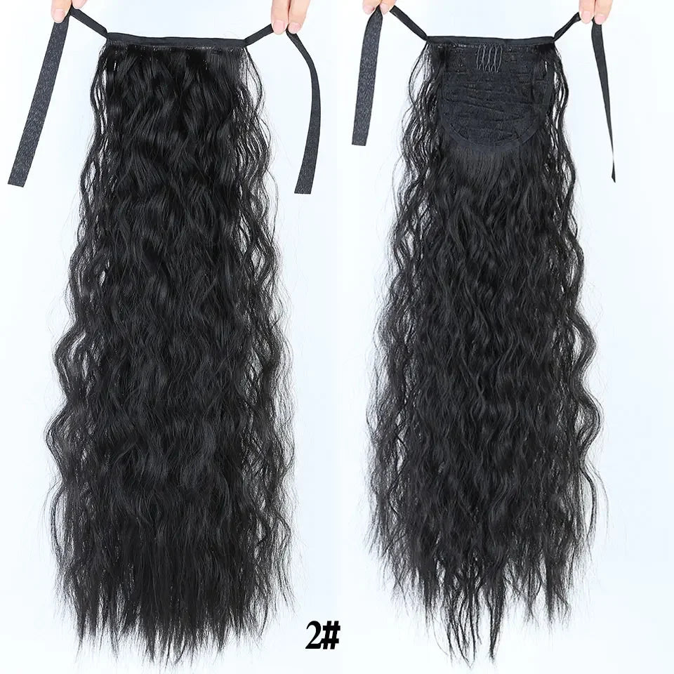 18"22"Kinky Straight Synthetic Ponytail Extensions Clip-in Pony Tail Natural Hair Extension Heat Resistant Hair Pieces