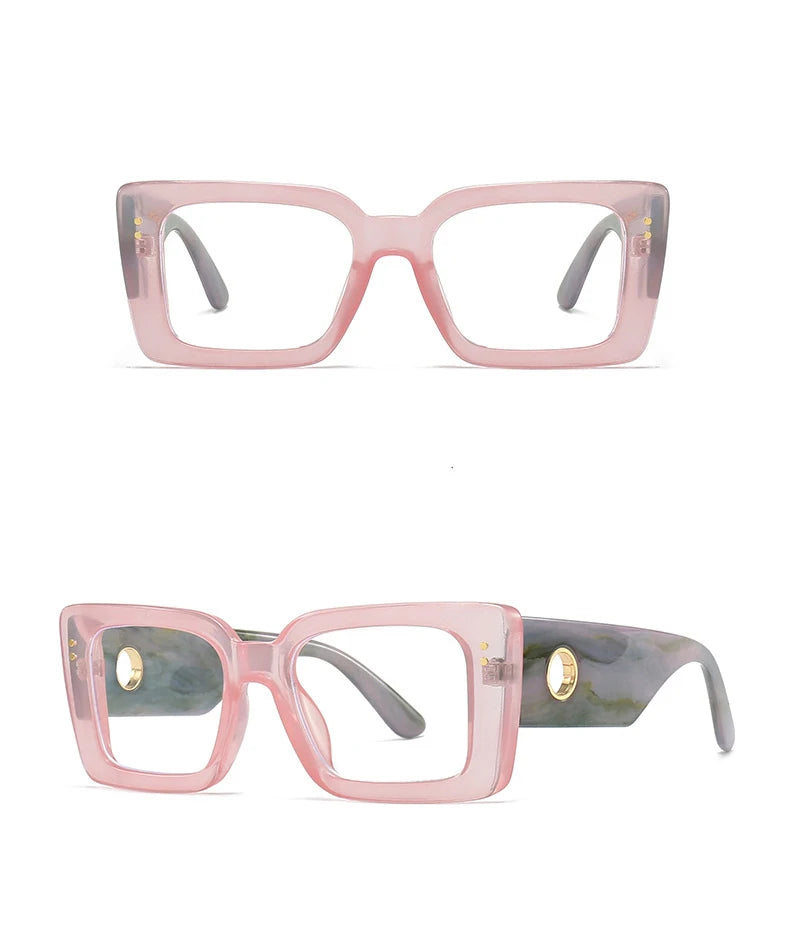 R56788 Luxury Hollow Out Legs Reading Glasses Dioptric +100 ~+300 Women Large Size Retro Square Colorful Presbyopic Eyewear