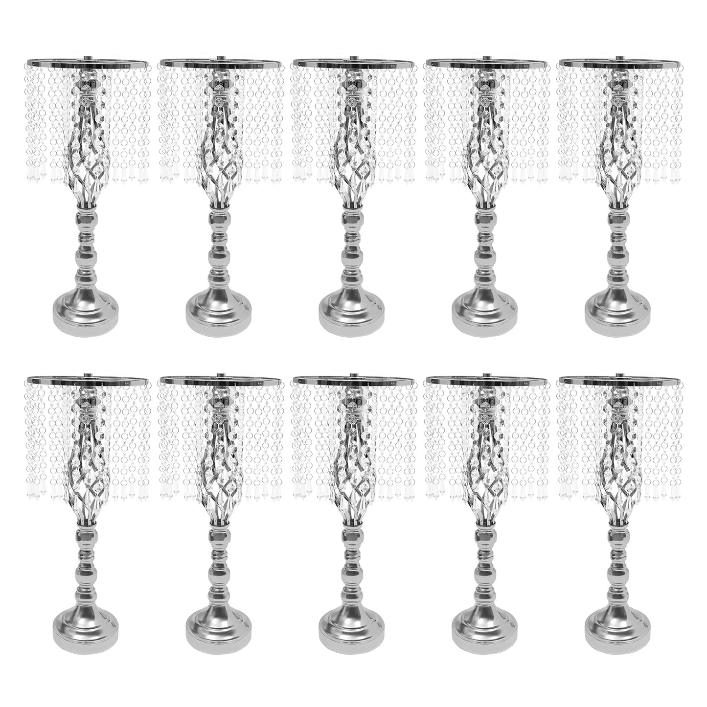 Crystal Flower Stand Wedding Flower Holders Centerpiece Crystal Metal Flower Vase for Reception Tables Wedding Supplies 6/10pcs